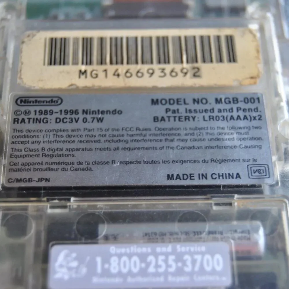 Clear Nintendo Gameboy Pocket
